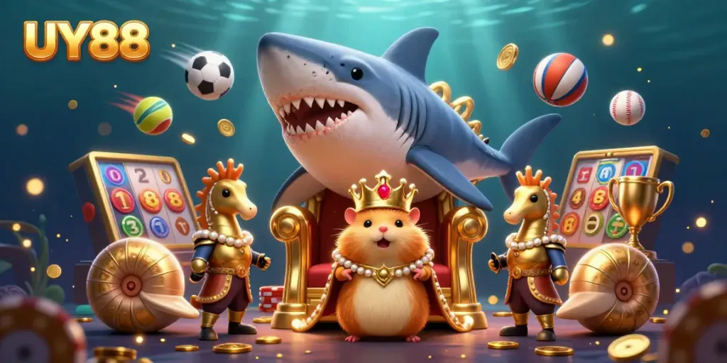 Engage in thrilling gameplay at UY88 with a golden hamster king and dynamic gaming elements.