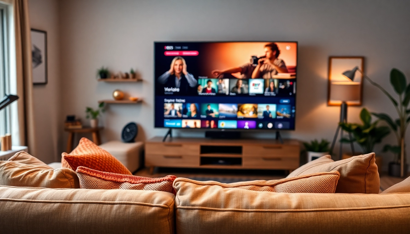티비위키 누누티비 아늑한 거실에서 스트리밍 서비스 설정을 보여주는 이미지