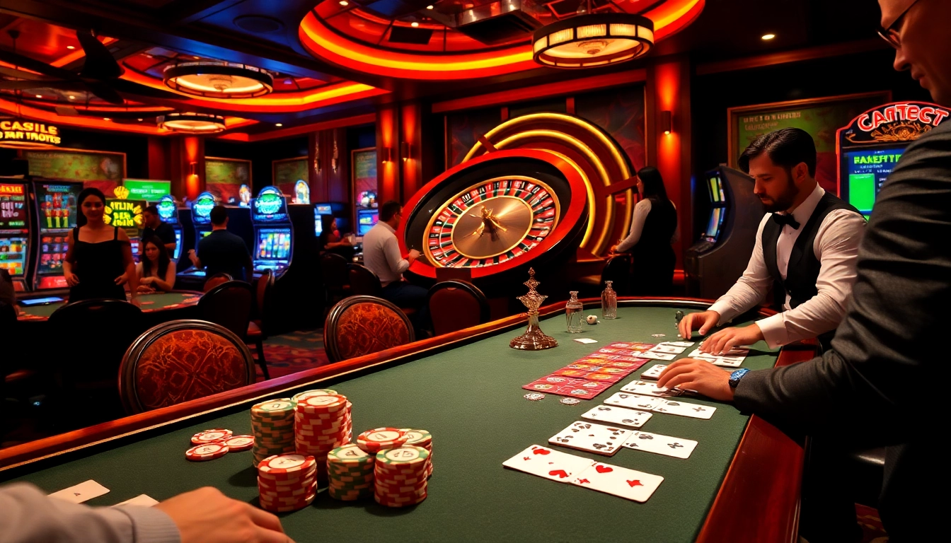 Experience the luxury of gambling with vibrant casino visuals at https://f168.tools/, featuring poker tables and roulette wheels.