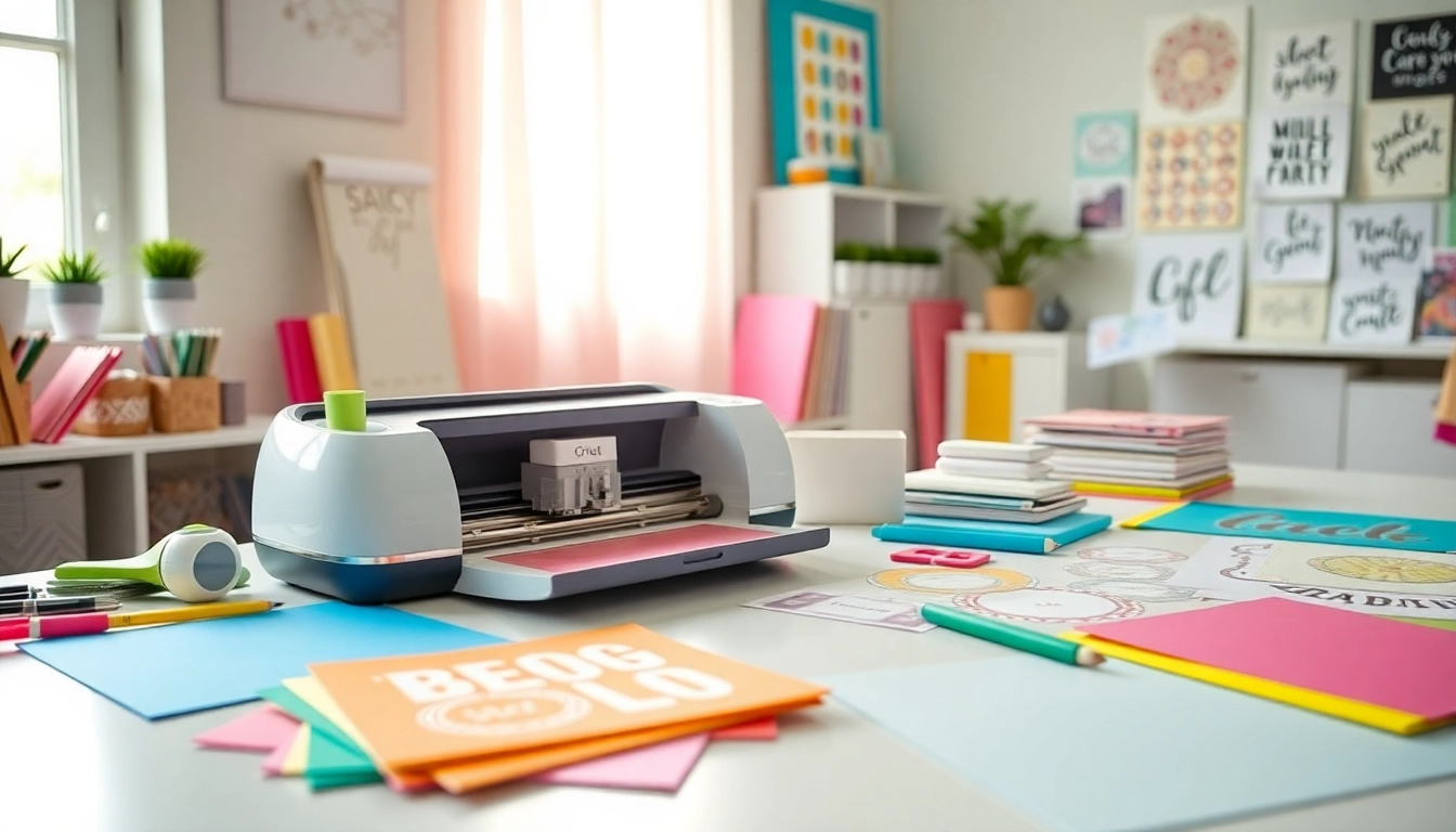 Cricut for beginners creating colorful crafts with a Cricut machine in a bright workspace.