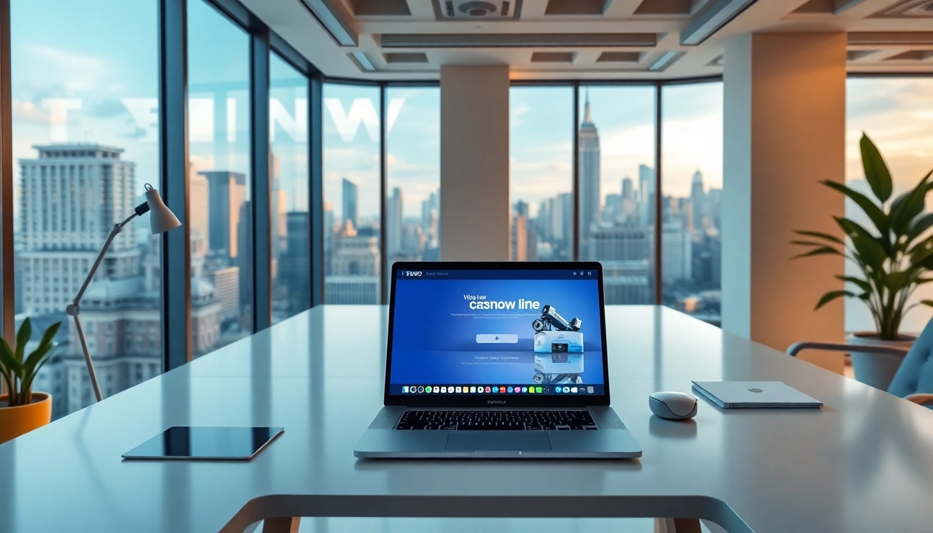 Website design NYC showcased in a modern professional workspace with a city view.