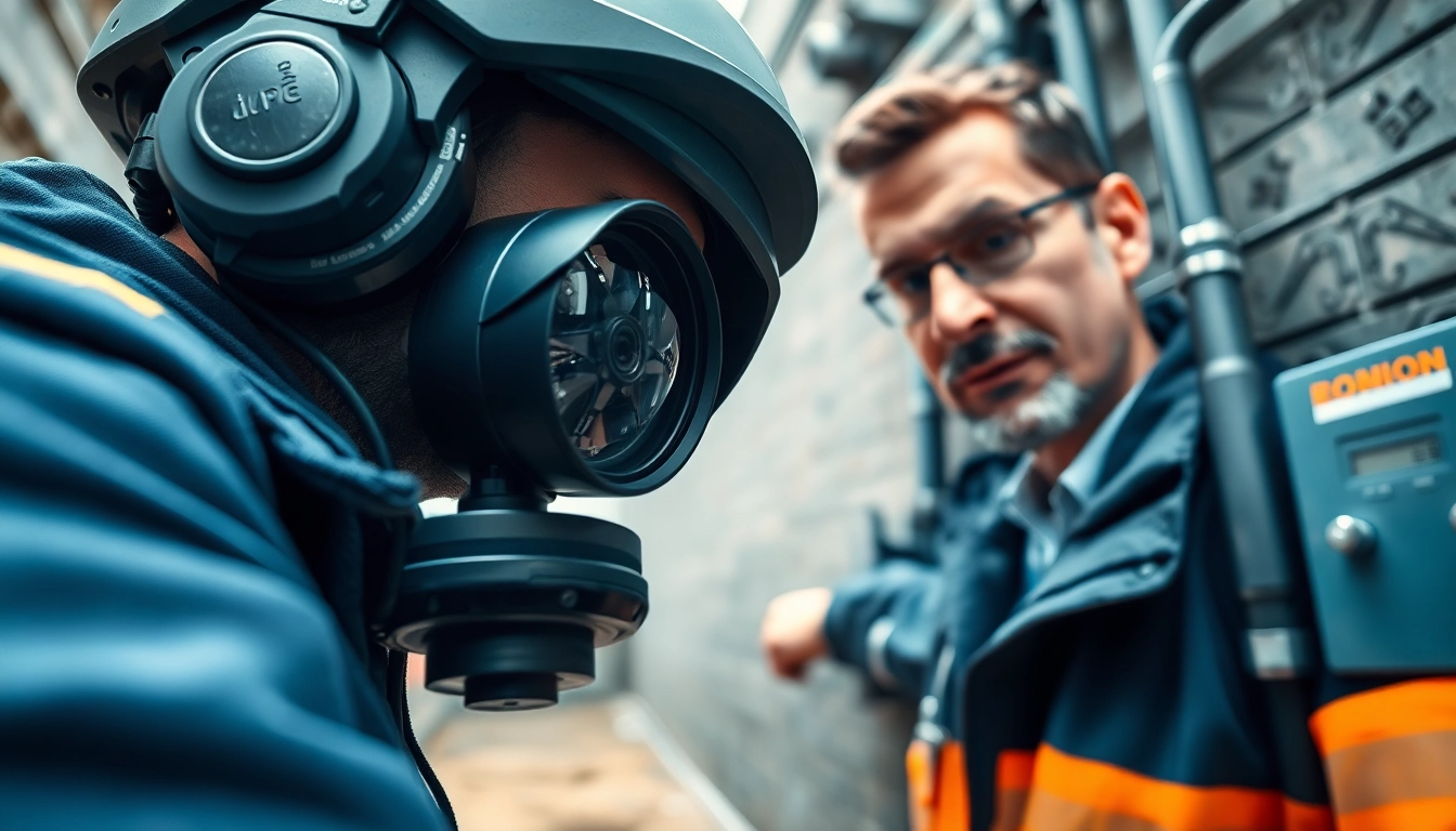 CCTV drainage surveys London Surrey showcasing a professional surveyor inspecting underground drainage systems.