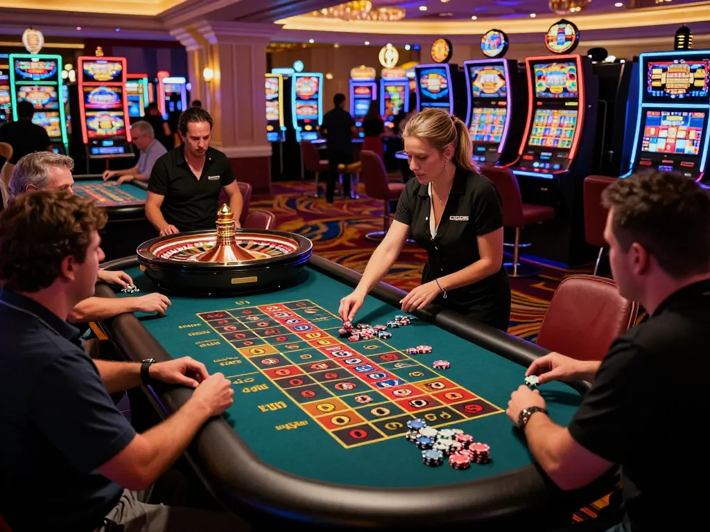 FC88 players engaging in thrilling roulette gameplay at a Las Vegas casino.