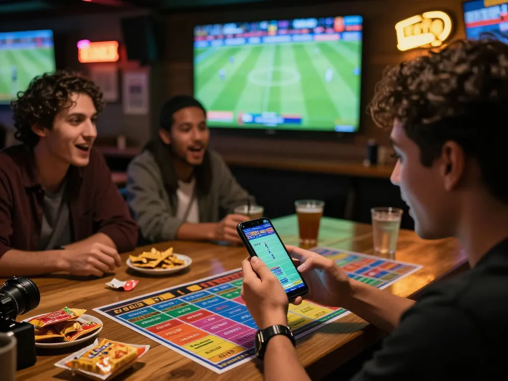 SOCOLIVE user placing bets during a live sports viewing experience at a vibrant sports bar, enhancing excitement and engagement.