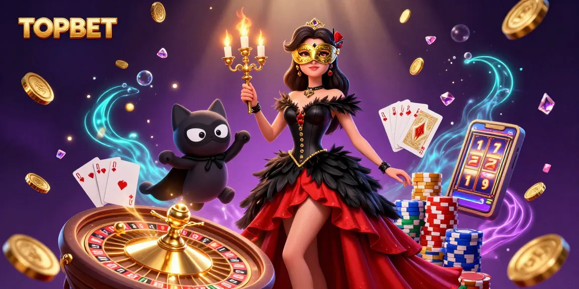 Experience thrilling action at TOPBET with a glamorous casino scene featuring dynamic gameplay elements.