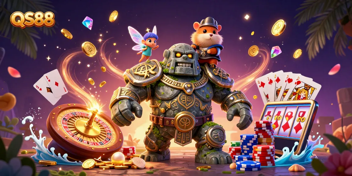 Experience exhilarating gameplay with QS88’s vibrant casino scene featuring enchanting characters and exciting elements.