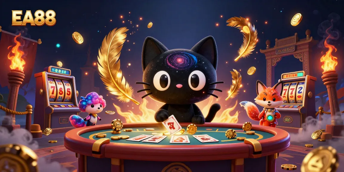 Engage with EA88 and experience the thrill of cosmic casino fun in a vibrant illustration.