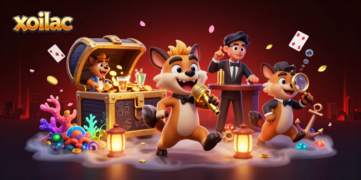 Xoilac sports betting scene with hyenas at a casino club, featuring lively characters and vibrant game elements.