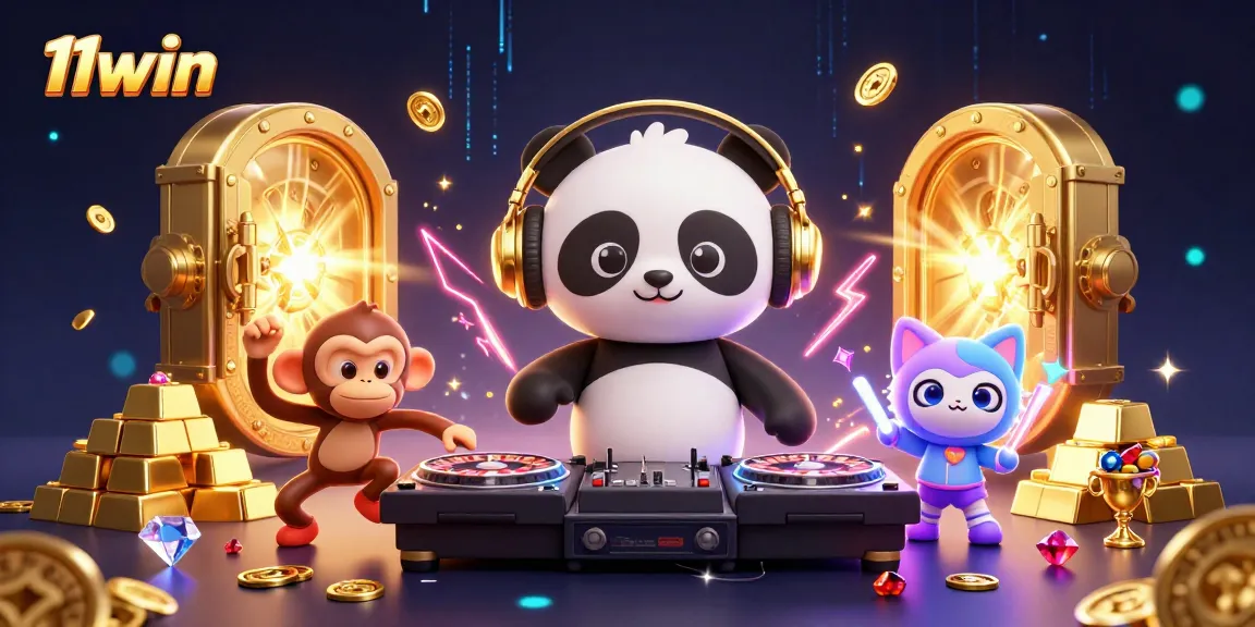 Experience the thrill at 11win with a DJ panda and vibrant casino atmosphere.