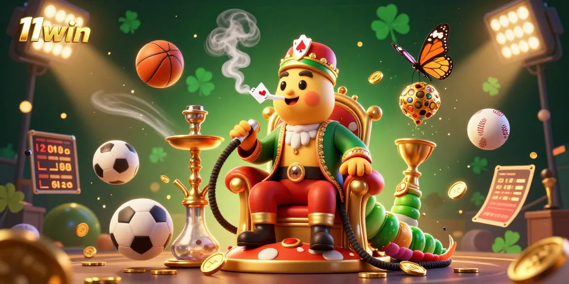 Join the fun at 11win with vibrant gaming elements and sports action in this animated 3D illustration.