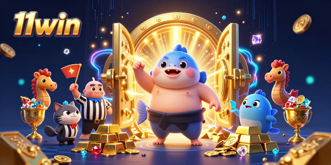 Experience the thrill of 11win with vibrant underwater casino characters and treasure!